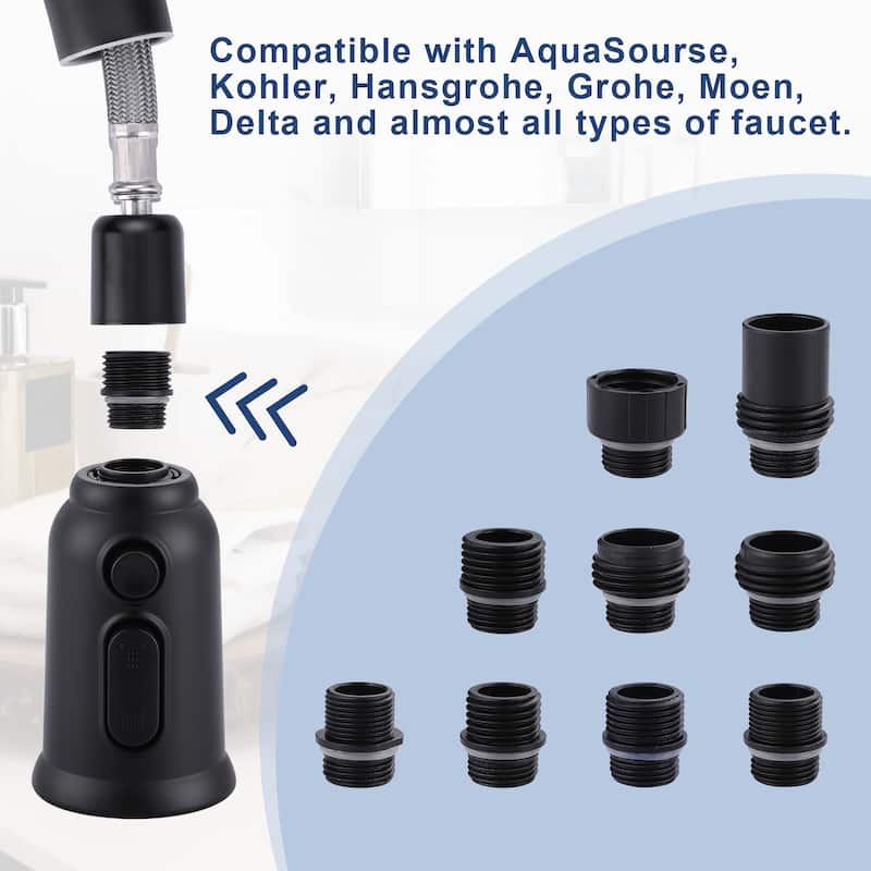 Pull Down Kitchen Faucet Head Replacement with 9 Adapter Kit