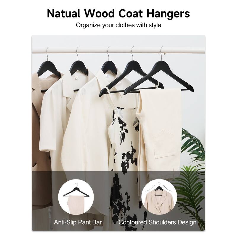 StorageWorks Wooden Clothes Hangers, Hangers for Coats, Shirts, Jackets, Pants, Suits