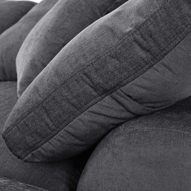 129.3'' L-Shaped 7-Seat Sectional Sofa with Ottoman and Pillow for Spacious Living
