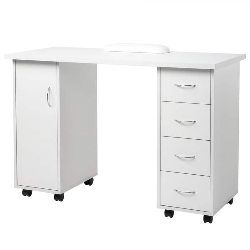 Double Edged Manicure Nail Table Computer Desk with 4 Drawers