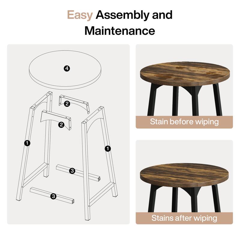 35.4'' High Top Bar Table, Small Round Cocktail Counter Height Table