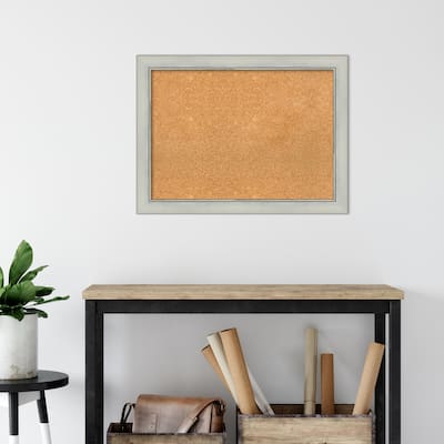 Flair Silver Patina Framed Natural Corkboard Bulletin Board