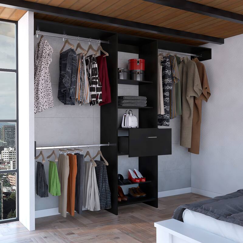 Closet System for Living Room ,Apartment, Bedroom, Black