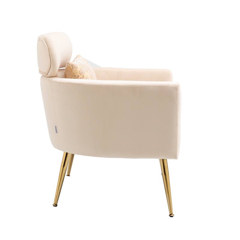 Velvet Upholstered Accent Chair With A Pillow