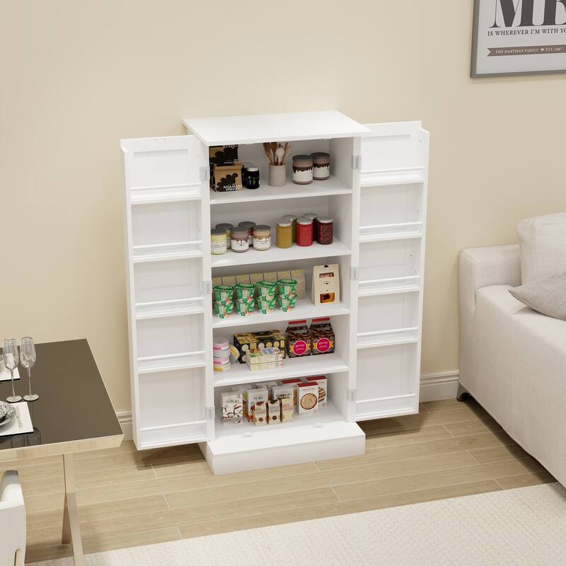 Anmytek 50" White LED Kitchen Pantry Cabinet Freestanding Storage Sideboard