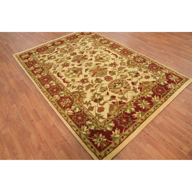 Handmade Wool Floral Indian Area Rug 6x8 - 8' 1'' X 5' 8''