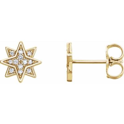 14K Yellow Gold 0.8 CTW Diamond Star Earrings