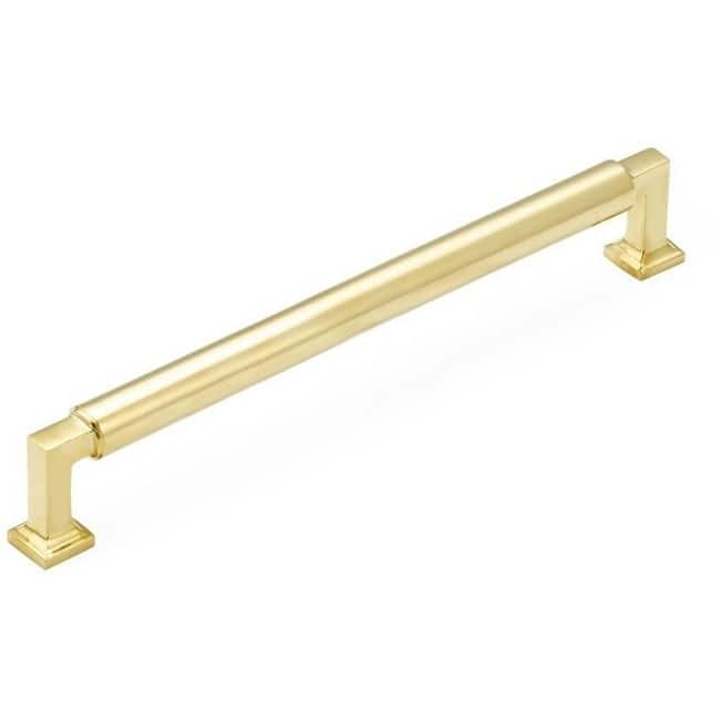 Schaub and Company Haniburton 8" Center to Center Urban Modern Handle - Unlacquered Brass