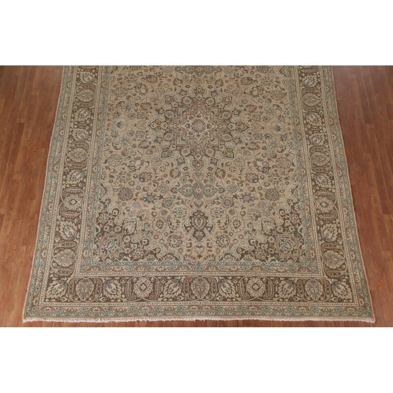 Hand Knotted Oriental 100% Wool Carpet Traditional Floral Oranges & Rust Mashad Area Rug - 12' 4'' X 9' 5''
