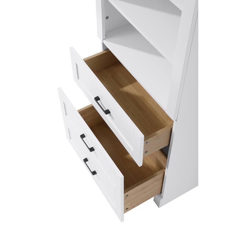 Fresco 16-28 Inch Bath Storage Glass Cabinet