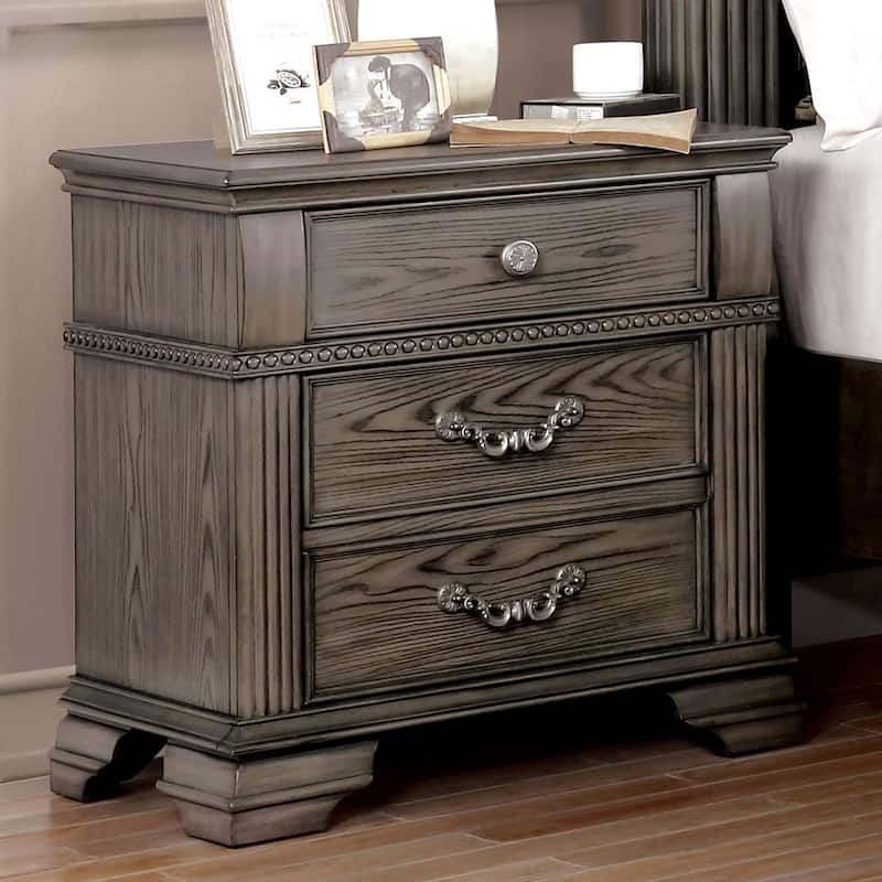 Stroh Traditional Wood 2-Drawer Nightstand with USB Charger by Furniture of America