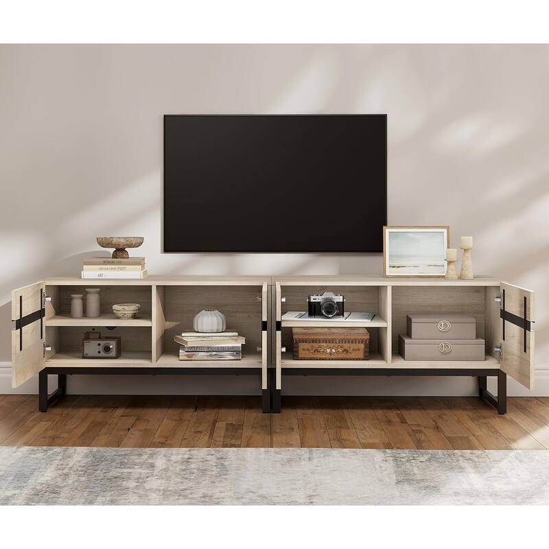 WAMPAT Modern TV Stand Entertainment Center TV Console with Storage Cabinets