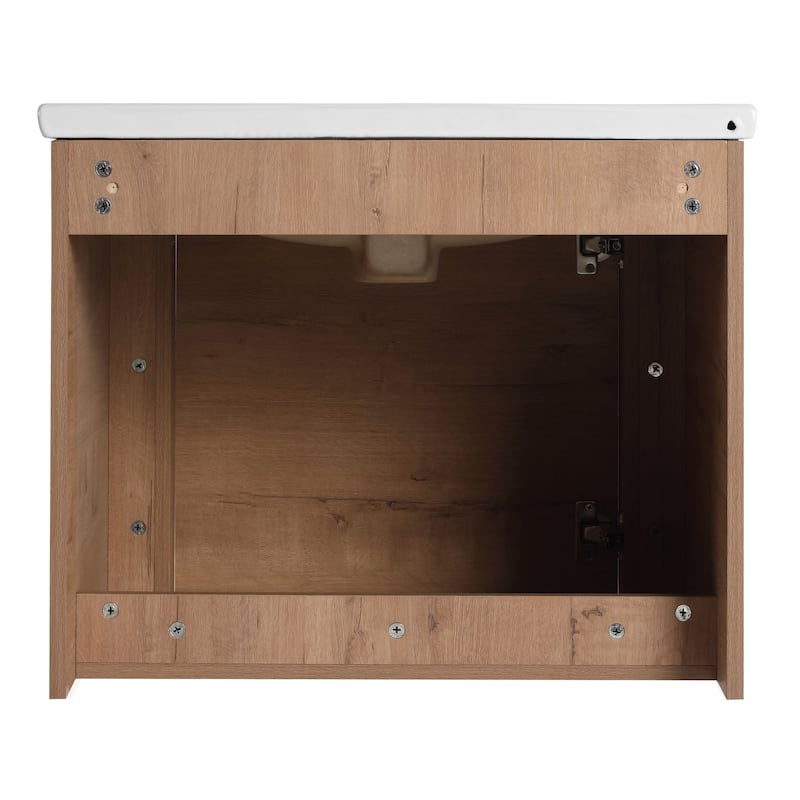 Malwee 24"/36"/48"/60" Floating Bathroom Vanity, Wall Mounted Bathroom Vanity with Ceramic Sink,Soft Close Door and Shelf