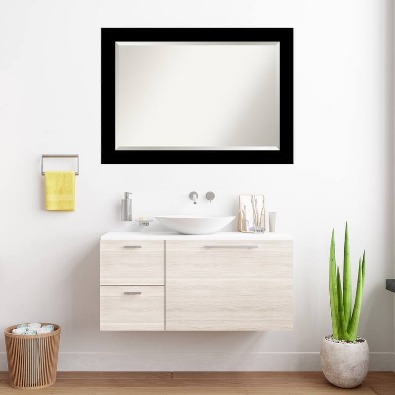 Basic Beveled Wood Framed Bathroom Vanity Wall Mirror