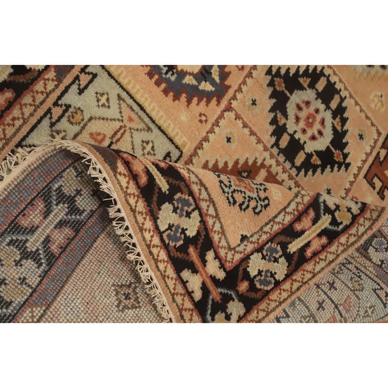 Hand-knotted Traditional Wool Peach Geometric Oriental Area Rug - 5' 10'' X 4' 0''