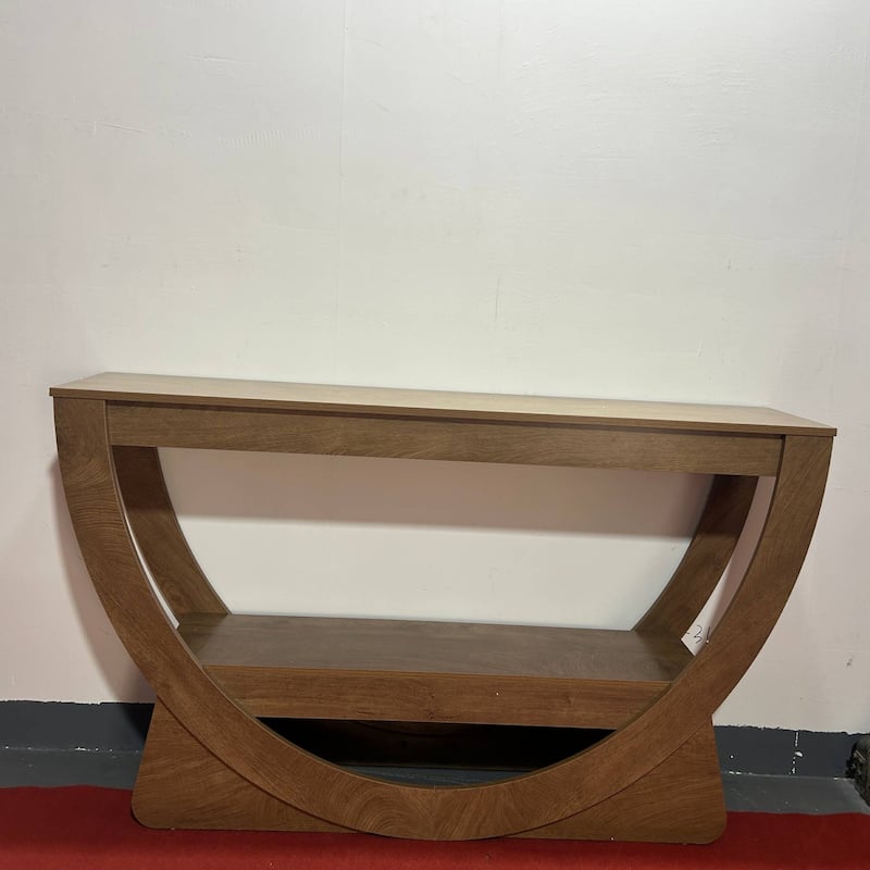 63-Inch Arched Console Table for Entryway, 2-Tier Narrow Long Sofa Table - 63" L x 11.81" W x 31.69" H - Rustic Brown