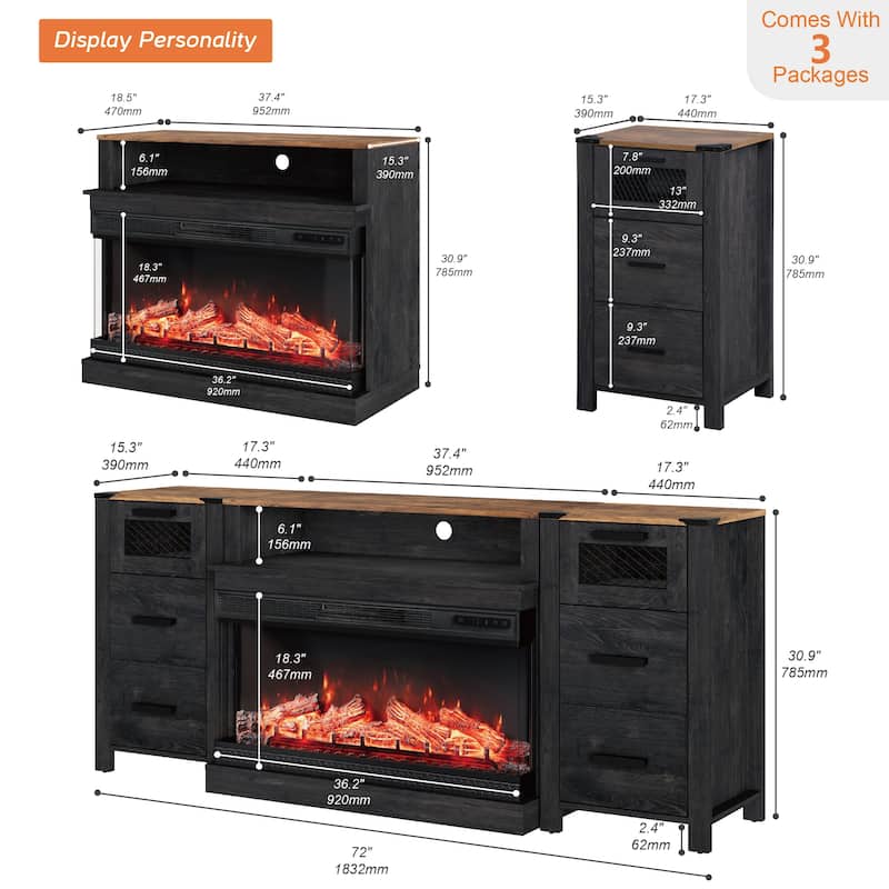 Fireplace TV Shelf Cabinet for Living Room