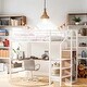 preview thumbnail 2 of 25, Modern Style Twin Size Metal Loft Bed with Desk and Metal Grid, Stylish Metal Frame Bed with Lateral Storage Ladder and Wardrobe