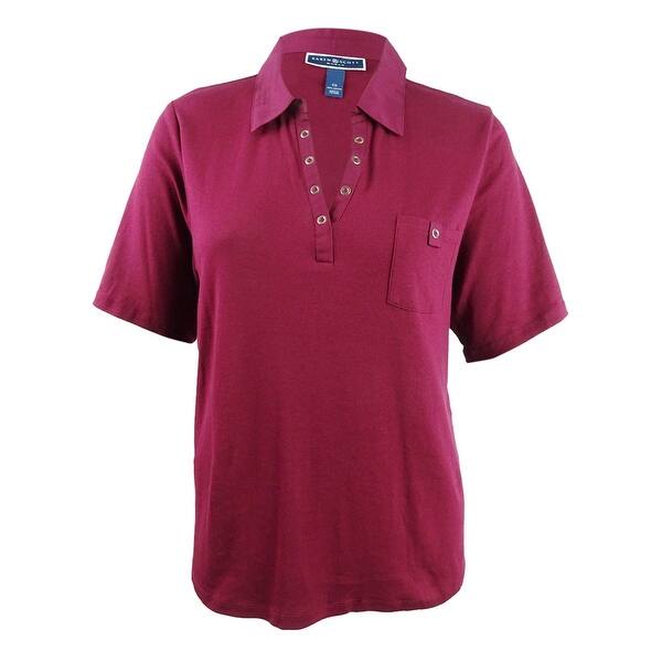 Shop Karen Scott Women S Plus Size Studded Polo Shirt Overstock