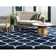 preview thumbnail 40 of 164, SAFAVIEH Hudson Shag Ogee Trellis 2-inch Thick Area Rug 10' x 14' - Navy/Ivory - Rectangle