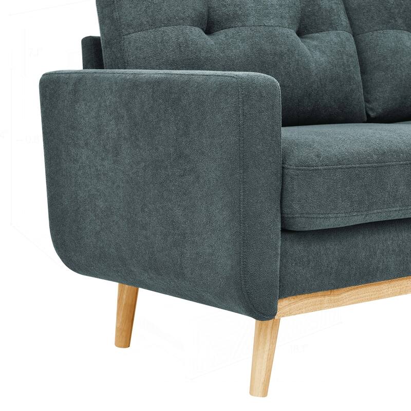 Mid-Century Modern Tufted Loveseat Sofa with Sturdy Wooden Legs for Relaxation