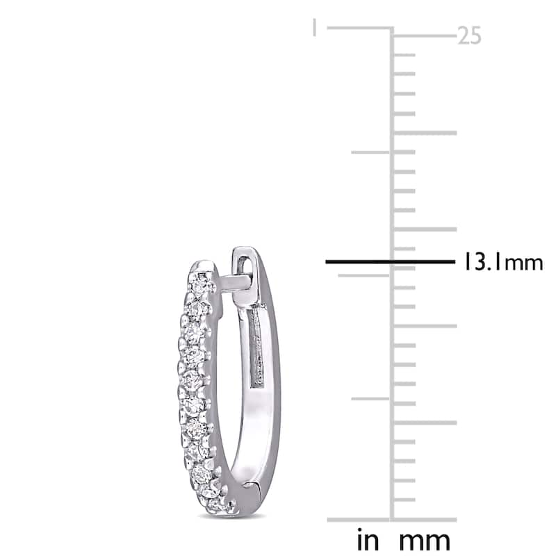 Miadora 10k White Gold 1/8ct TDW Diamond Huggie Hoop Earrings - 13.1 mm x 1.8 mm x 11.2 mm