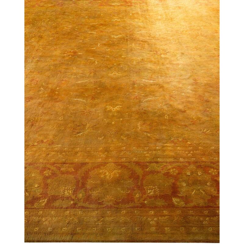 Overton Hand Knotted Wool Vintage Inspired Modern Contemporary Overdyed Brown Area Rug - 9' 2" x 12' 1"