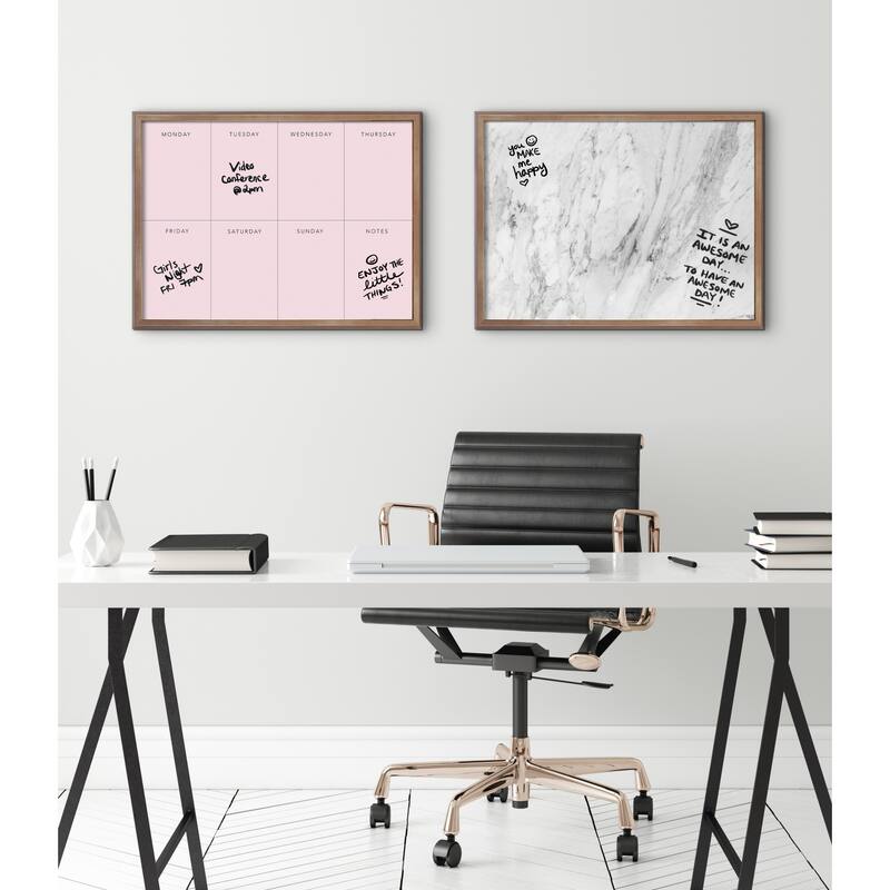 Kate and Laurel Blake Gray Marble Framed Printed Glass by The Creative Bunch Studio - 18x24