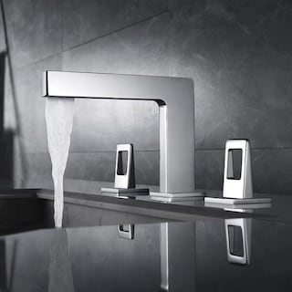 Chrome 3 holes two handles wideSpread bathroom basin faucets with pop up drain - 7'6" x 9'6"