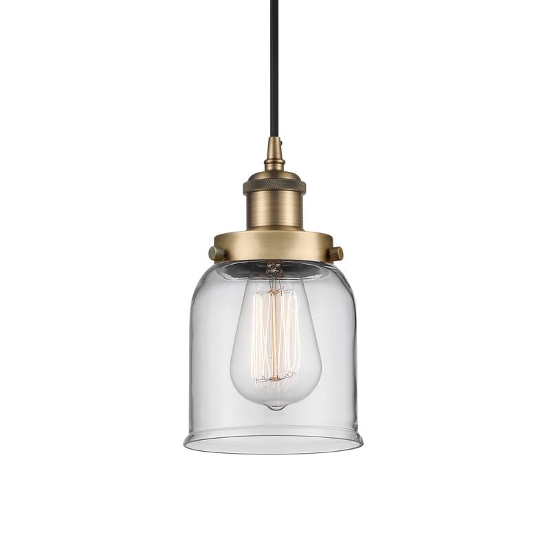 Innovations Lighting 916-1P-10-5 Bell Pendant Bell 5" Wide Mini - Brushed Brass / Clear