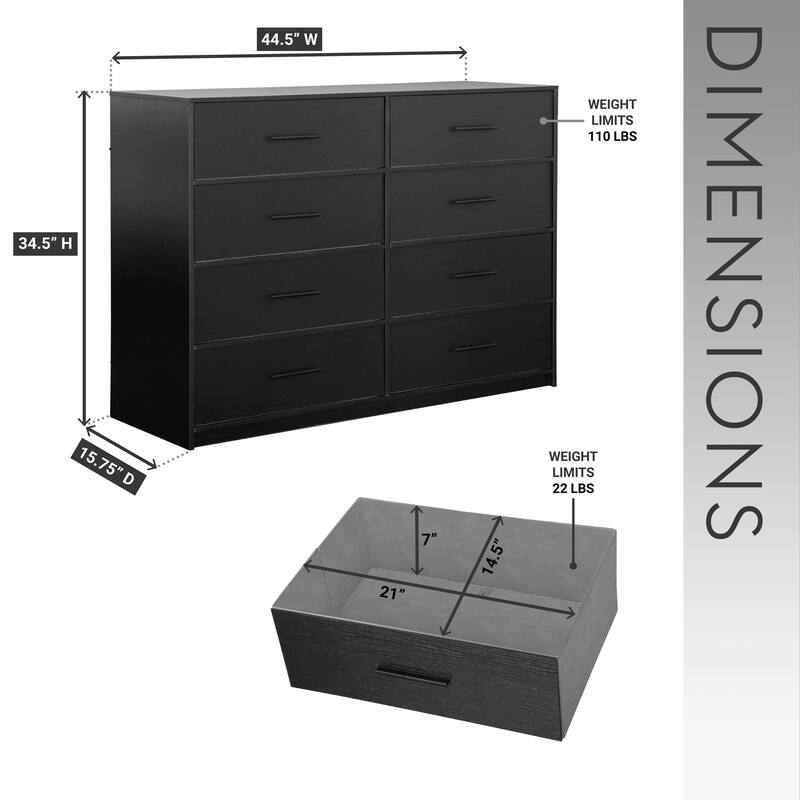 Modern Minimalist 8-Drawer Dresser with Large Fabric Drawers