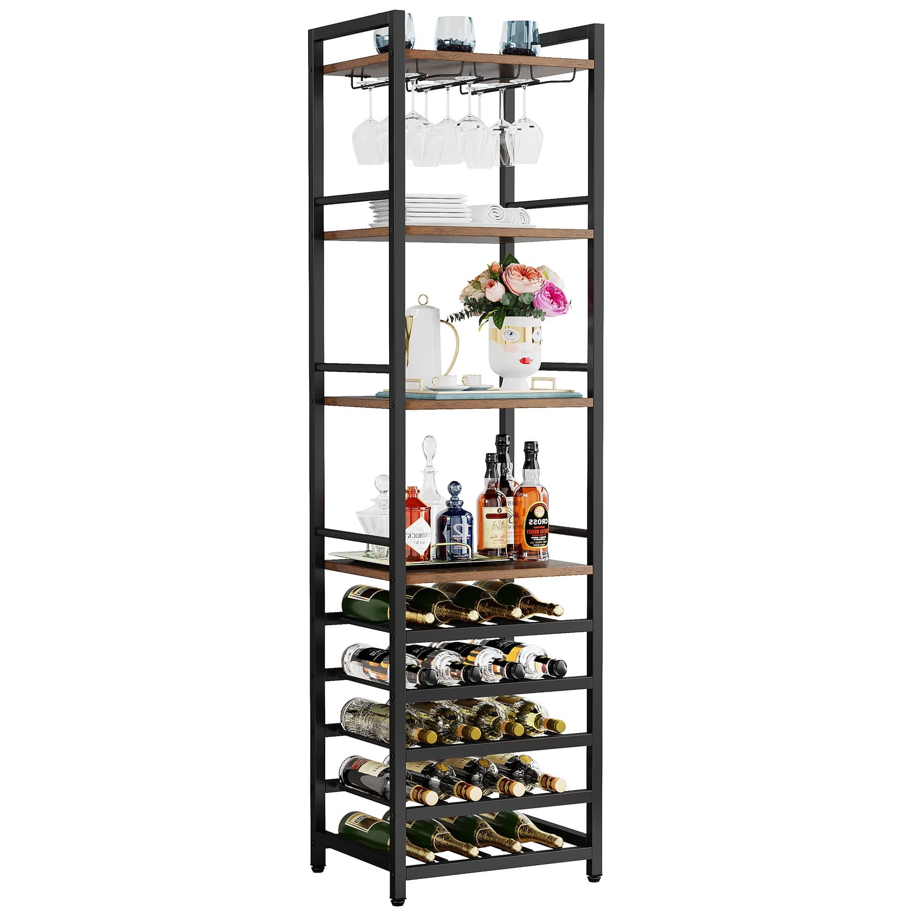 20 Bottle Freestanding Floor Wine Rack, 9 Tier Floor Liquor