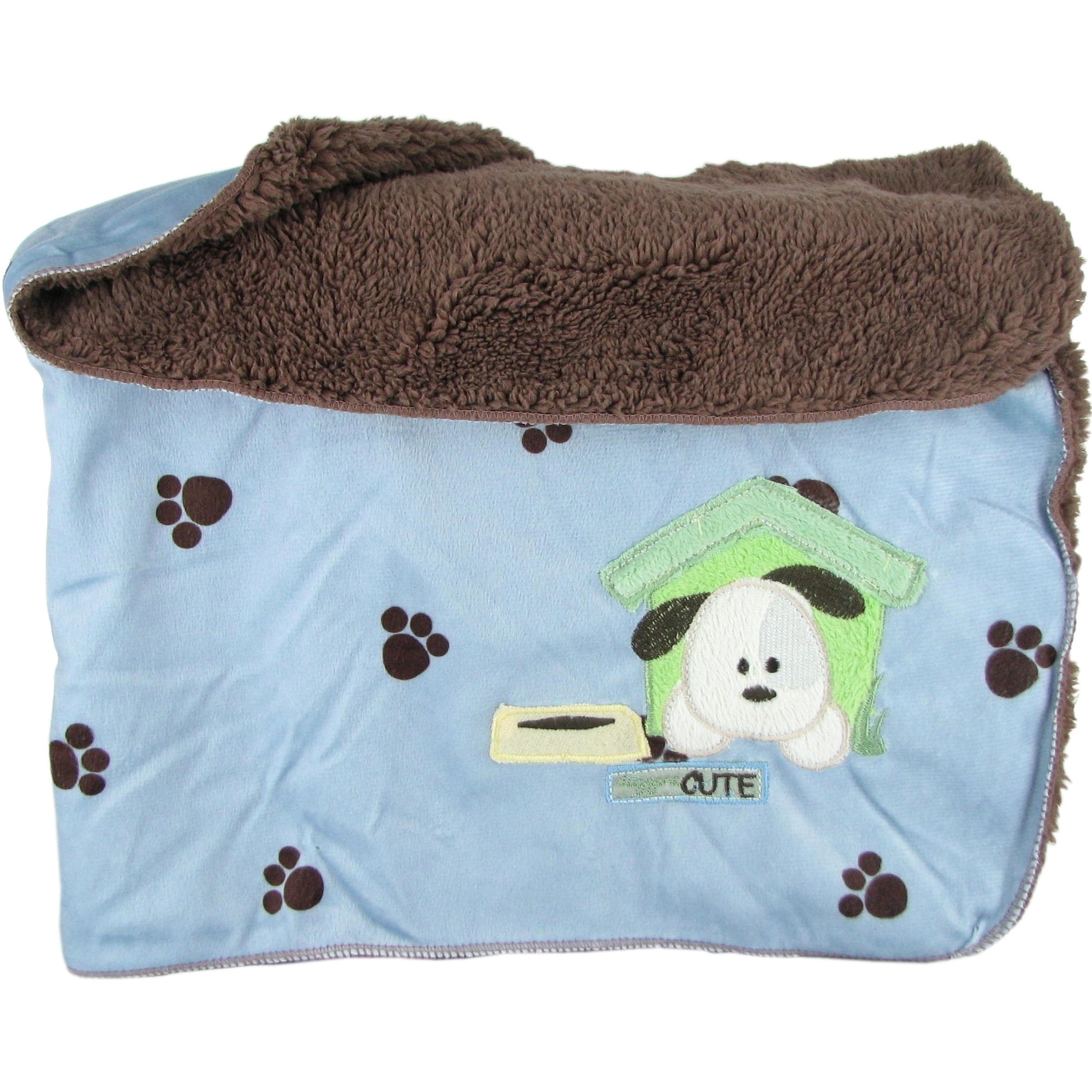 Shop Snugly Baby Blue Sateen & Fleece Baby Blanket w/ Puppy Free