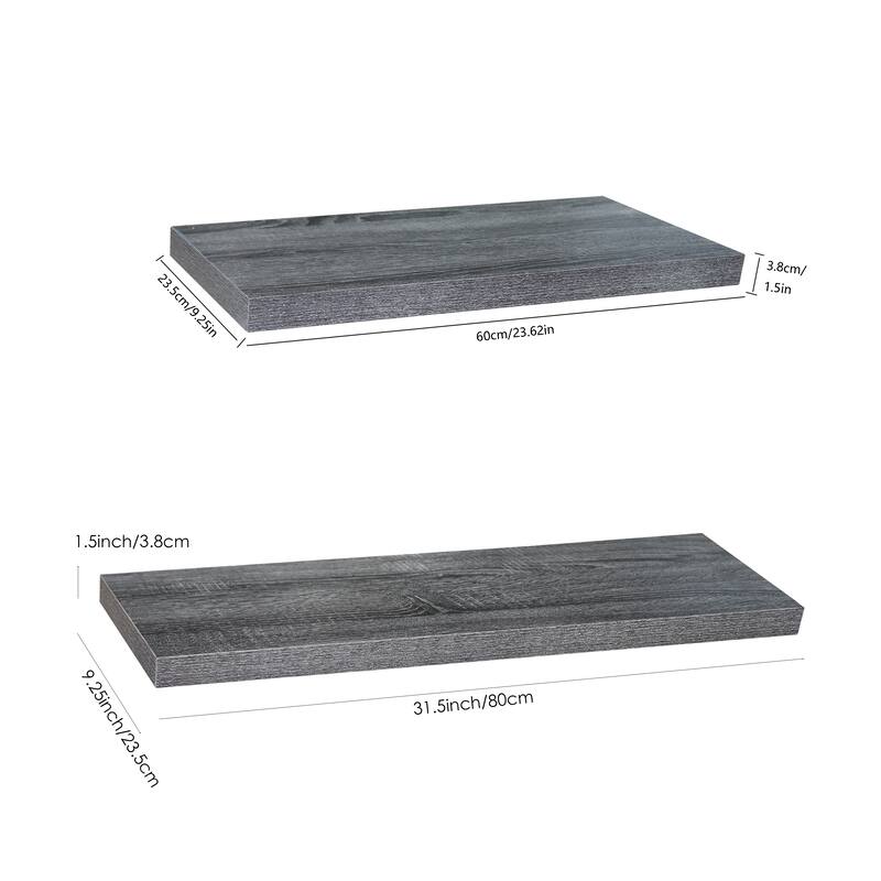 Set of 2 Modern and Contemporary Black Oak Floating Shelf - 31.5*9.25*1.5 inches