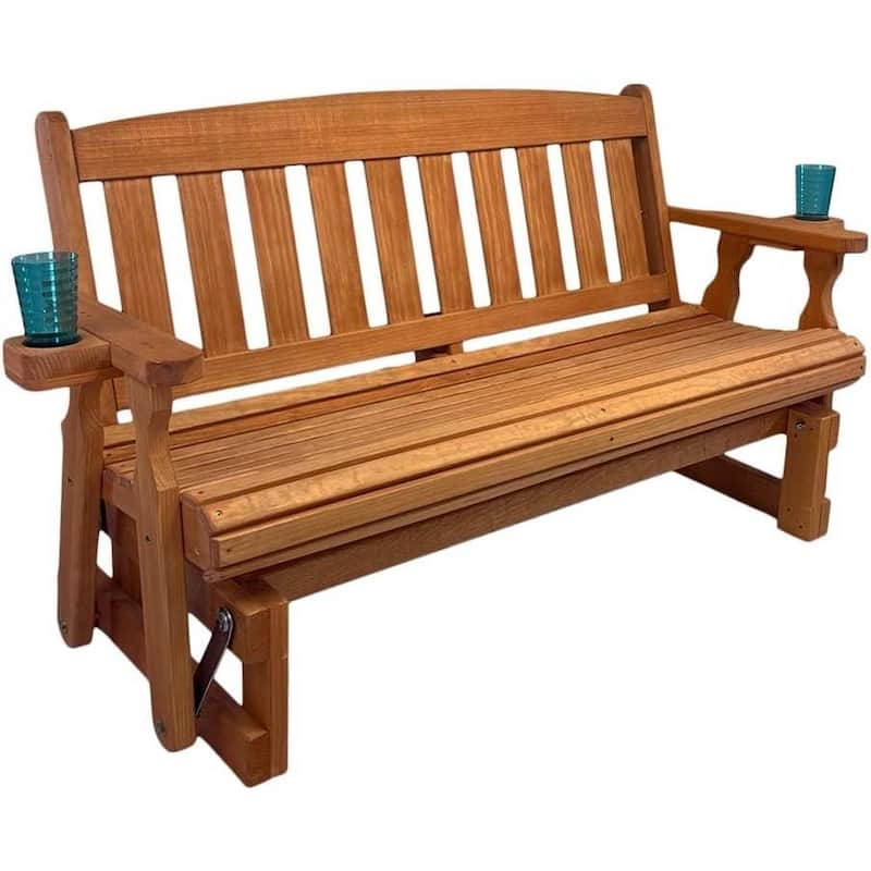 4ft Wooden Porch Glider Bench with Smooth Gliding Motion and Rolled Seat for Comfort Seating - 28"D x 51"W x 36"H