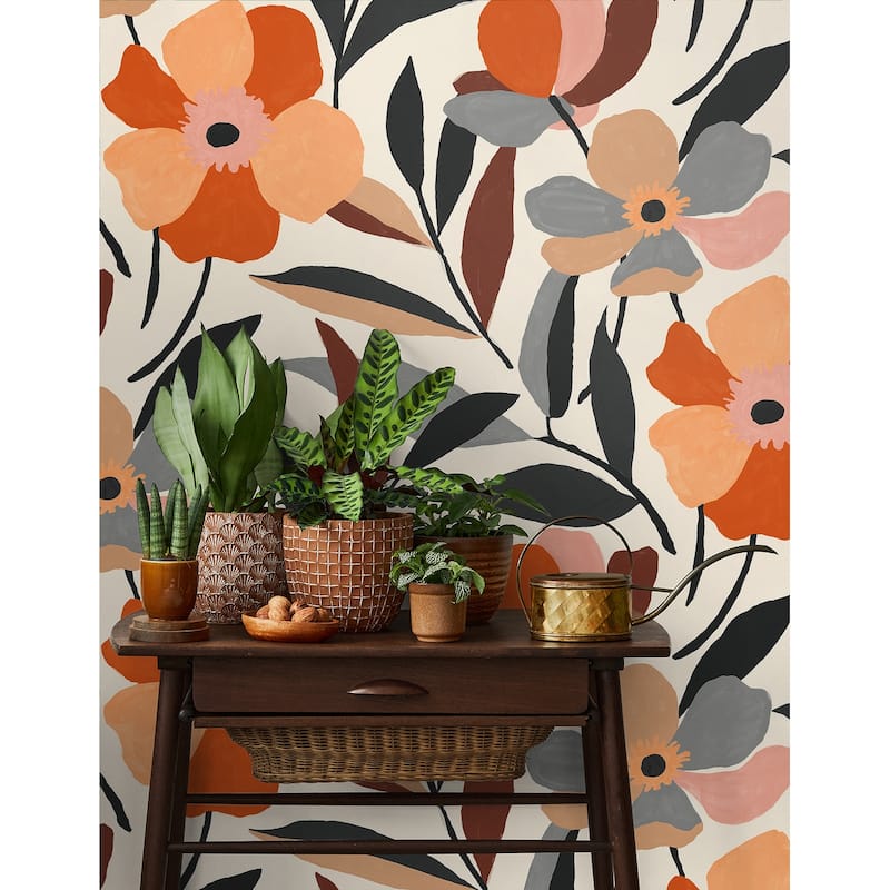 NextWall Garden Block Floral Peel and Stick Wallpaper