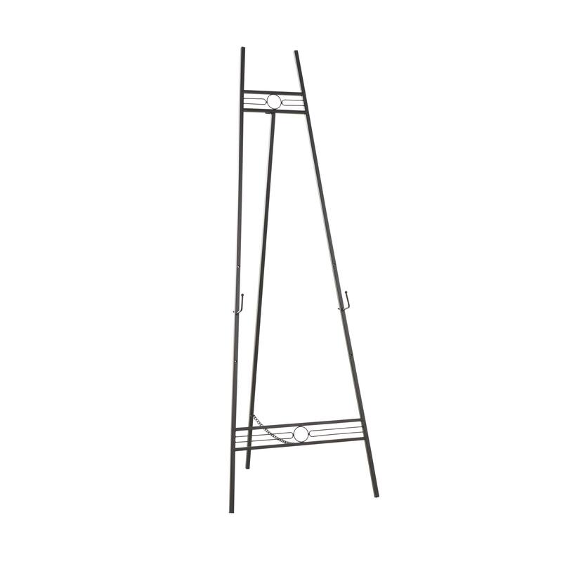 Metal Geometric Tall Adjustable 3 Tier Display Easel with Chain Support - Black or Gold - Roche River Decor - Black - 19"W,55"H