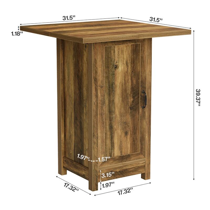 Bar Table with Closed Cabinet Door, 31.5-Inch Square Pub Table