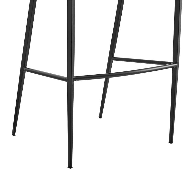 Monie Barstool Chair, Curved Floating Back, Black Faux Leather
