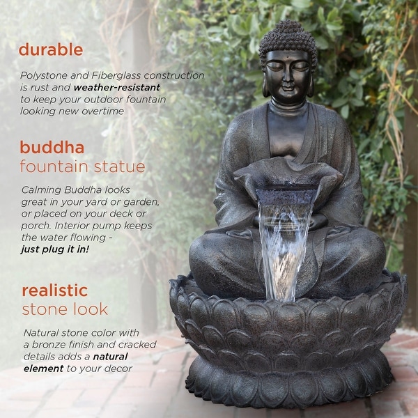 値下げ　ウォーターヒヤシンス　ヨタカ　DALAI SPA Alpine Corporation WIN1170 Outdoor Floor Calming Buddha Statue
