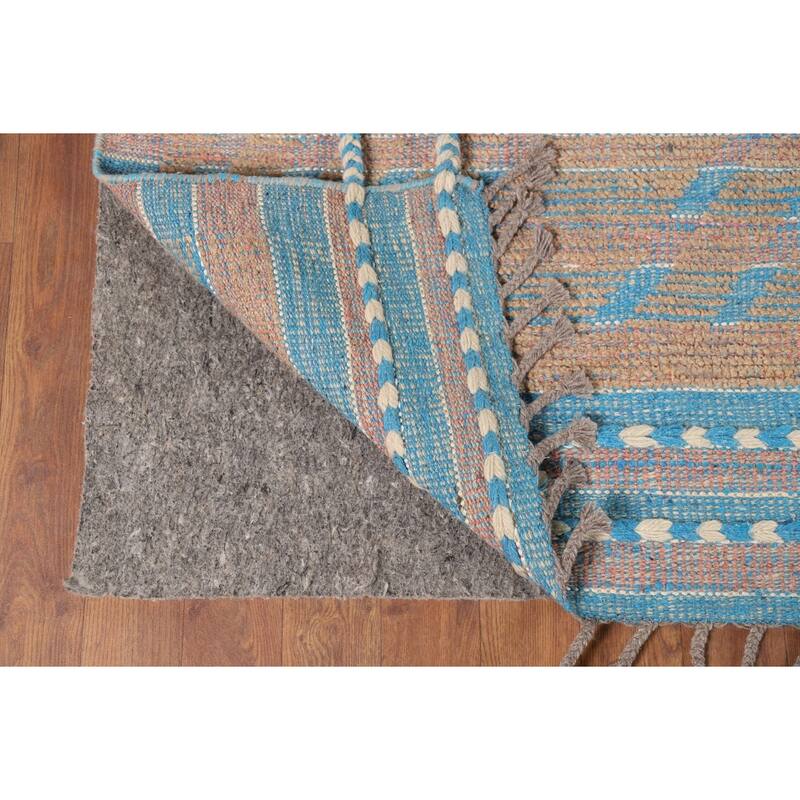 All-Over Striped Moroccan Oriental Area Rug Handmade Wool Carpet - 8'10" x 12'7"