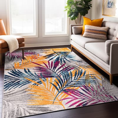 World Rug Gallery Edinburgh Floral Leaves Area Rug