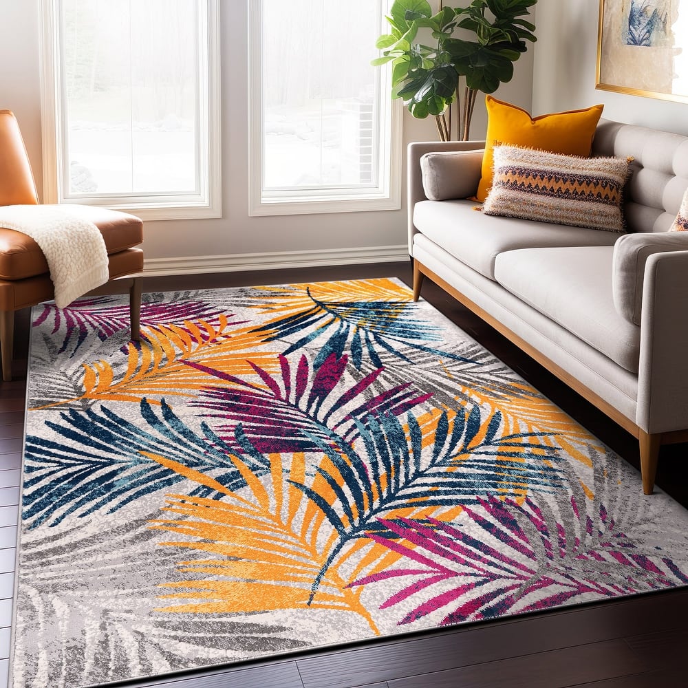 World Rug Gallery Edinburgh Floral Leaves Area Rug