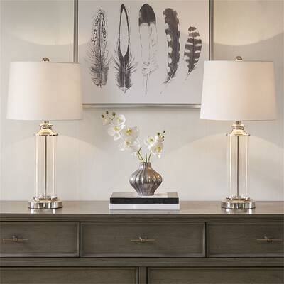 Glass Cylinder Table Lamp Set of 2