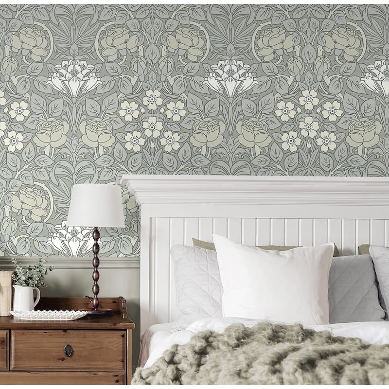 NextWall Vintage Rose Peel and Stick Wallpaper
