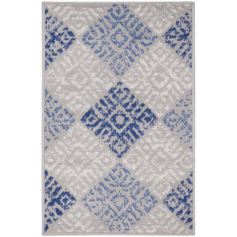 Nourison Whimsicle Boho Geometric Grey Blue Area Rug