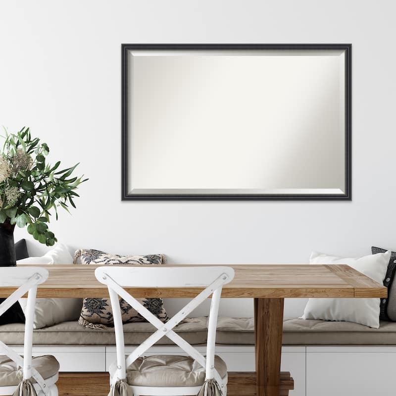 Stylish Black Beveled Wood Framed Wall Mirror - Stylish Black