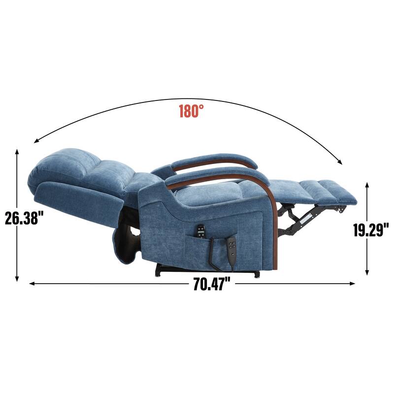 Power Lift Recliner Chair Dual Motor Infinite Position with Solid Wood Armrests, Heat Massage and Heavy Duty Motion Mechanism