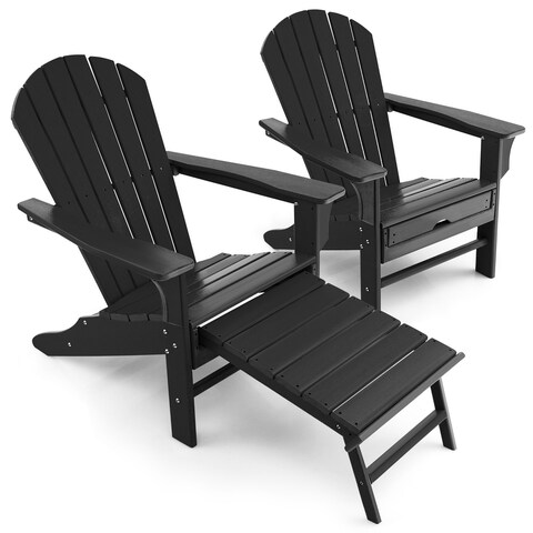 Gymax Set of 2 Patio Adirondack Chair HDPE Outdoor Lounge Chair w/