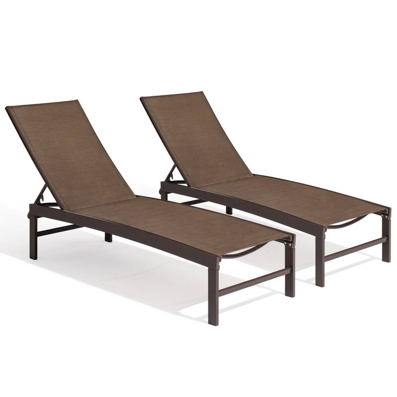 Outdoor Adjustable Aluminum Chaise Lounge Chairs for Patio Pool Terrace - See Picture